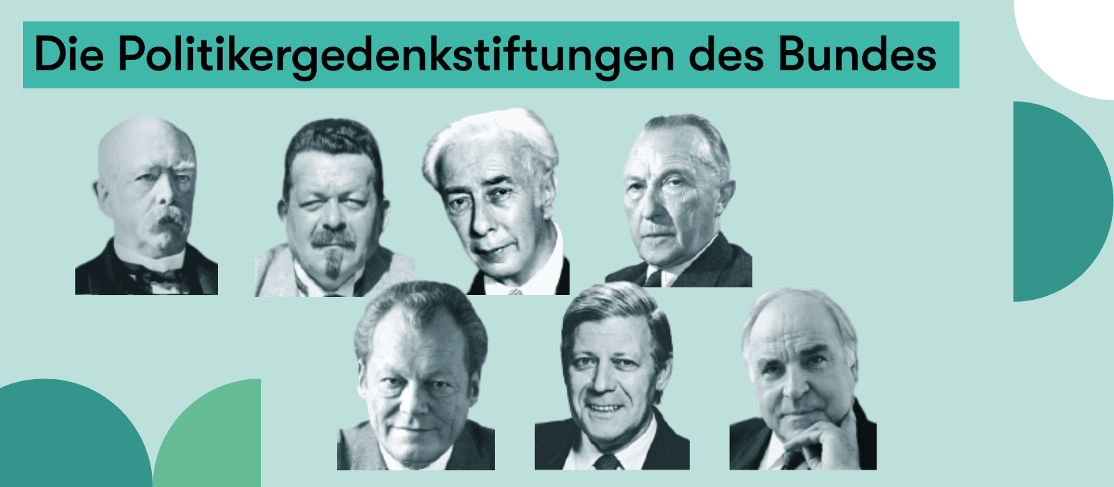 Auf einem Plakat zur Veranstaltung sind sieben Porträts von Politikern zu sehen.